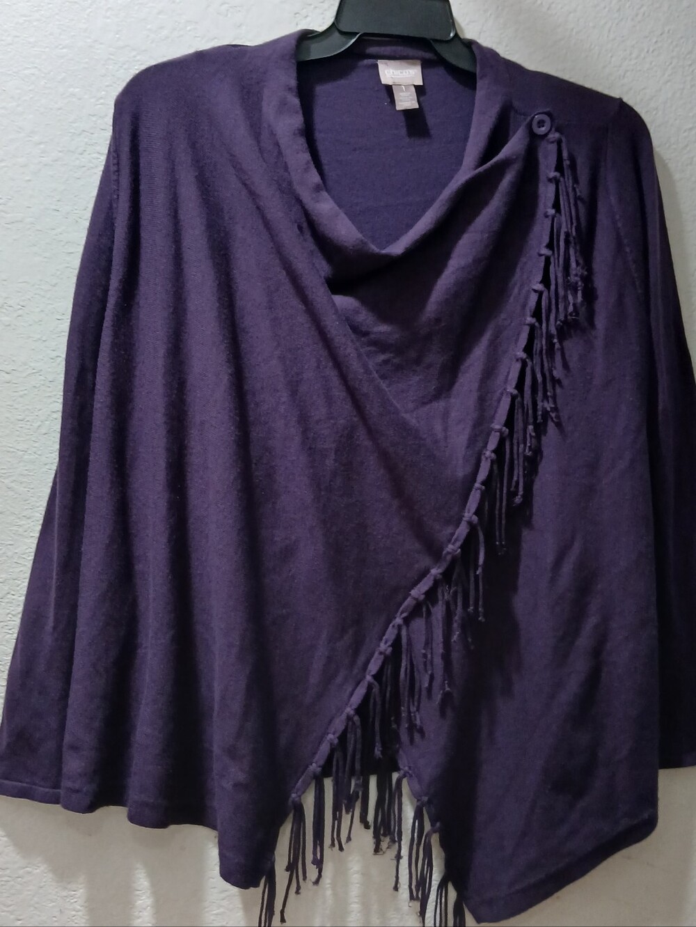Chico's size 1 chicos Deep Purple Fringe Drape Tunic